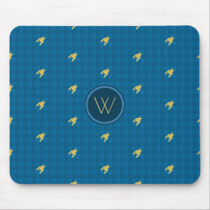 Alfombrilla De Ratón Azul con acento dorado Houndstoth Mousepad