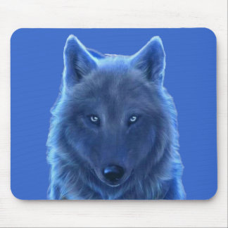 Alfombrilla De Ratón Azul de neón principal del lobo