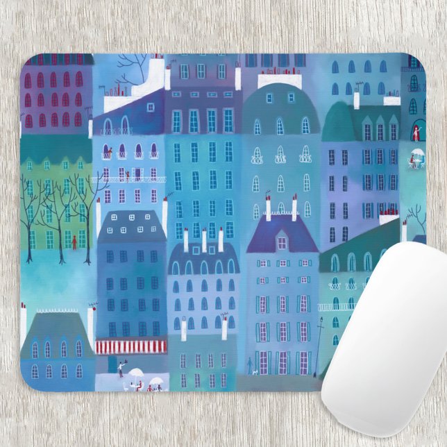 Alfombrilla De Ratón Azul de París (Paris blue painting art mouse pad)