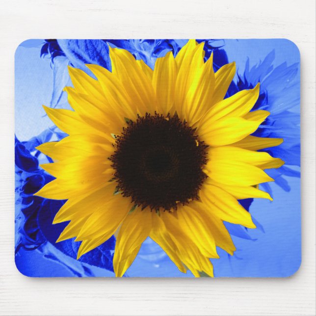 Alfombrilla De Ratón Azul del girasol (Frente)