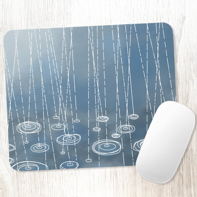 Alfombrilla De Ratón Azul del tiempo de lluvia (Rainy weather fun art mousemat)