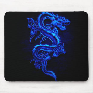 Alfombrilla De Ratón azul-dragón-negro-fuego