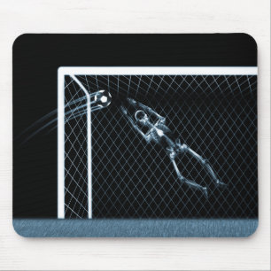 ALFOMBRILLA DE RATÓN AZUL ESQUELÉTICO DEL PORTERO DEL FÚTBOL DE LA