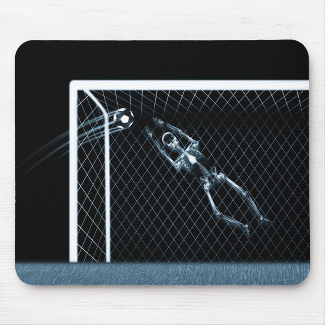 ALFOMBRILLA DE RATÓN AZUL ESQUELÉTICO DEL PORTERO DEL FÚTBOL DE LA (Frente)