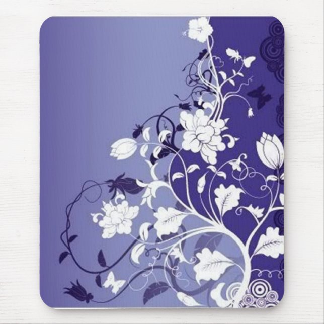 Alfombrilla De Ratón azul-flores, azul-flores (Frente)