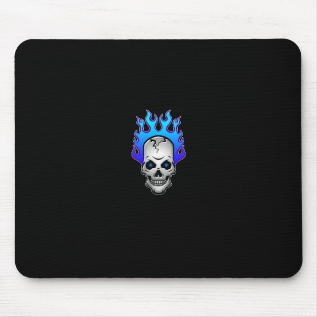 Alfombrilla De Ratón azul-llameante-cráneo-mousepad (Frente)