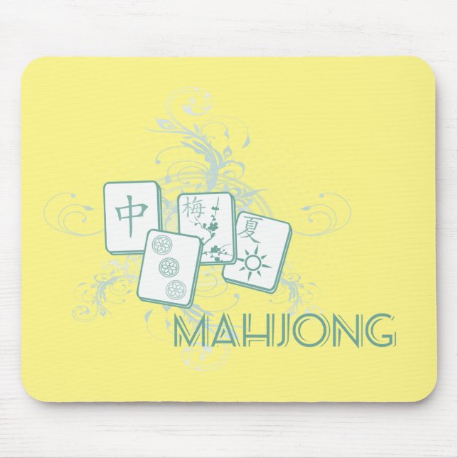 Alfombrilla De Ratón azul mahjong (Frente)