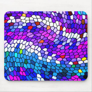 Alfombrilla De Ratón Azul morado rosa Mosaico Tile Patrón Mousepad