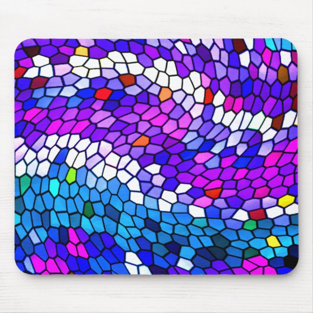 Alfombrilla De Ratón Azul morado rosa Mosaico Tile Patrón Mousepad (Frente)