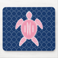 Azul rosado con monograma Quatrefoil de la tortuga