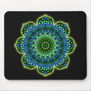 Alfombrilla De Ratón azul verde Mandala   negro