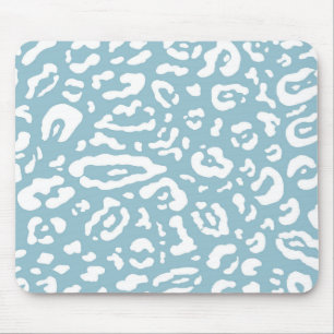 Alfombrilla De Ratón Azul y Blanco Chic Guepardo Leopardo Estampado Ani