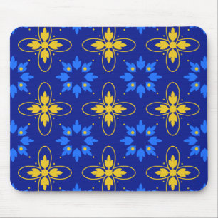 Alfombrilla De Ratón Azulejo azul y amarillo