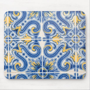 Alfombrilla De Ratón Azulejo azul y amarillo, Portugal