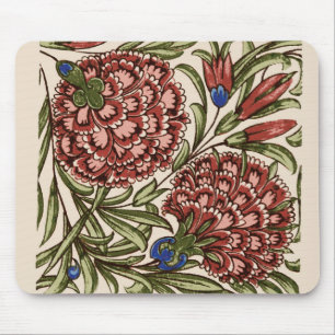 Alfombrilla De Ratón Azulejo de Flor de Clavel Arte Antiguo