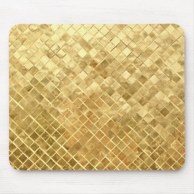 Alfombrilla De Ratón azulejo dorado brillante (Frente)