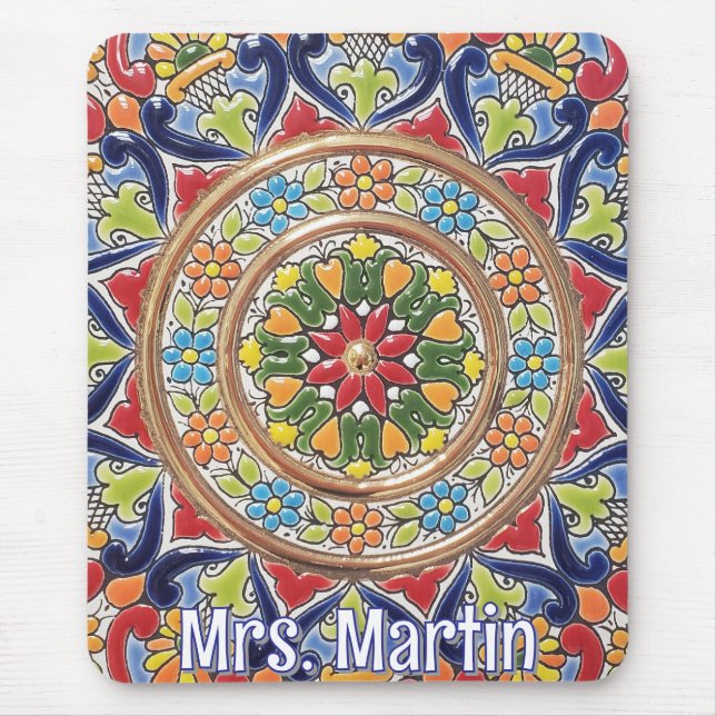 Alfombrilla De Ratón Azulejo Español Vintage Personalizable (Frente)