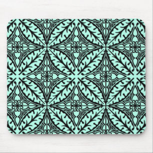 Alfombrilla De Ratón Azulejos marroquíes - azul aqua y negro
