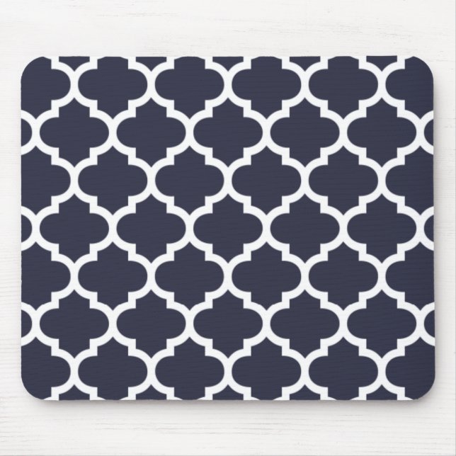 Alfombrilla De Ratón Azules marinos de Quatrefoil (Frente)