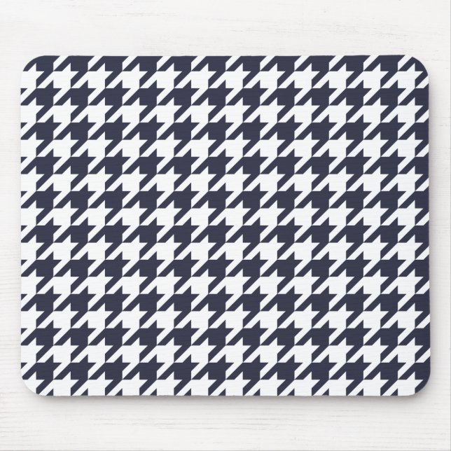 Alfombrilla De Ratón Azules marinos Houndstooth (Frente)