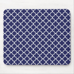 Alfombrilla De Ratón Azules marinos Quatrefoil Mousepad
