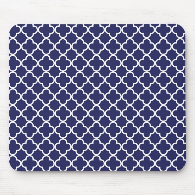 Alfombrilla De Ratón Azules marinos Quatrefoil Mousepad (Frente)