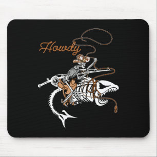Alfombrilla De Ratón B Esqueleto de pesca Howdy Lazy Halloween Costume 