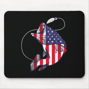 Alfombrilla De Ratón B Pesca Pez Bandera Americana Patriótica Cuatro De