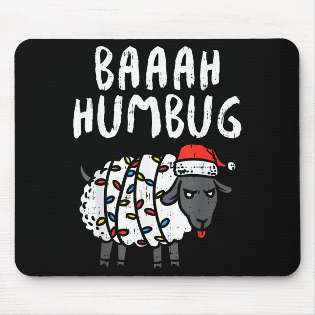 Alfombrilla De Ratón Baaah Humbug Sheep Xmas Lights Funny Anti Christma (Frente)