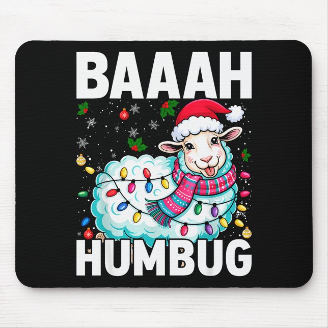 Alfombrilla De Ratón Baaah Humbug Sheep Xmas Lights Funny Anti Christma (Frente)