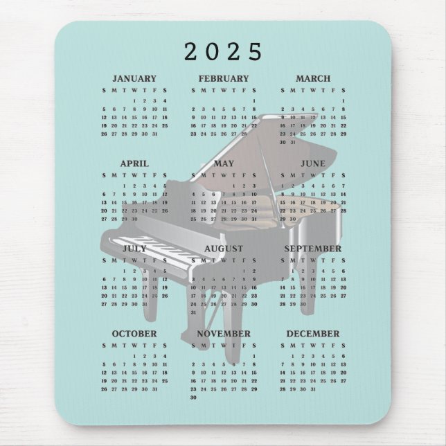 Alfombrilla De Ratón Baby Grand Piano Design 2025 Calendar Mousepad (Frente)
