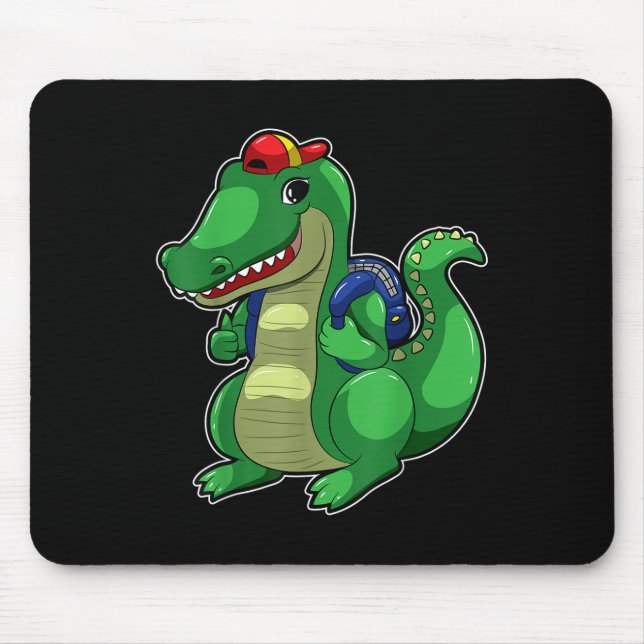 Alfombrilla De Ratón Back To School Cute Crocodile Funny Croc Backpack  (Frente)