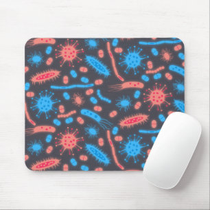 Alfombrilla De Ratón Bacteria Brillante Microorganismo rosa azul