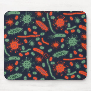Alfombrilla De Ratón Bacteria Brillante Microorganismo verde rojo