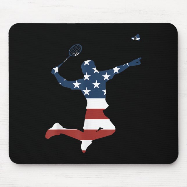 Alfombrilla De Ratón Badminton Player American Flag Apparel Badminton P (Frente)