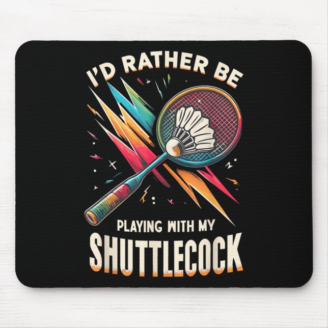 Alfombrilla De Ratón Badminton Player Shuttle Racket Badmintoner  (Frente)