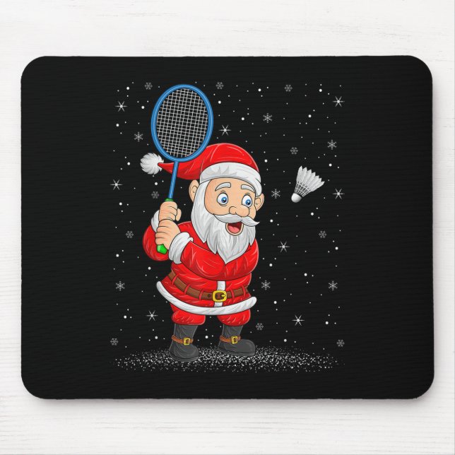 Alfombrilla De Ratón Badminton Sports Santa Claus Playing Badminton Chr (Frente)