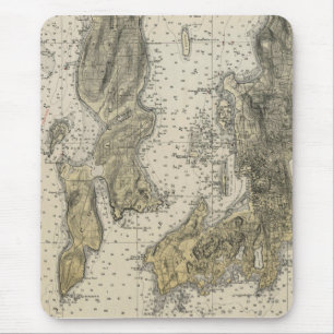 Alfombrilla De Ratón Bahía 1920 de Narragansett Newport, carta del