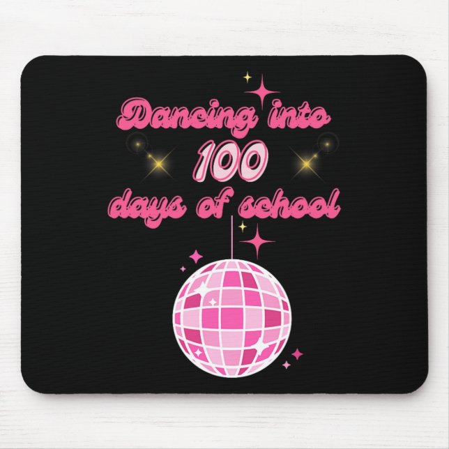 Alfombrilla De Ratón Bailando En 100 Días De Escuela Con Disco Rosa Ba (Frente)