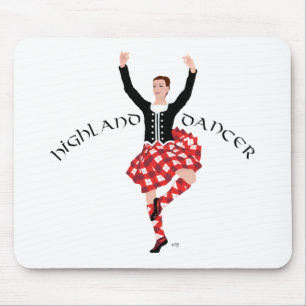 Alfombrilla De Ratón Bailarín escocés de Highland rojo y negro