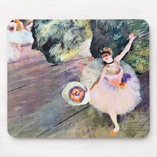 Alfombrilla De Ratón Bailarina con un ramo de flores de Edgar Degas (Frente)