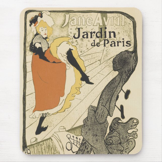 Alfombrilla De Ratón Bailarina de Art Nouveau Jane Avril, Toulouse Laut (Frente)