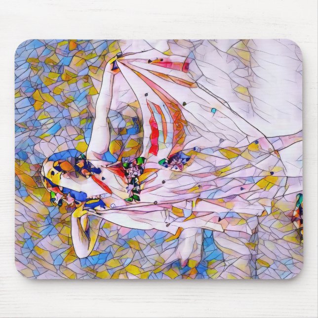 Alfombrilla De Ratón Bailarina de vidrio manchado con vestido flojo (Frente)