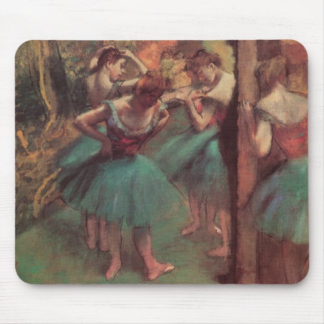 Alfombrilla De Ratón Bailarinas, Rosa y Verde de Edgar Degas (Frente)