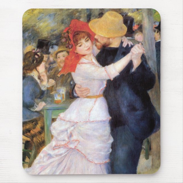 Alfombrilla De Ratón Baile en Bougival - Pintura impresionista de Renoi (Frente)