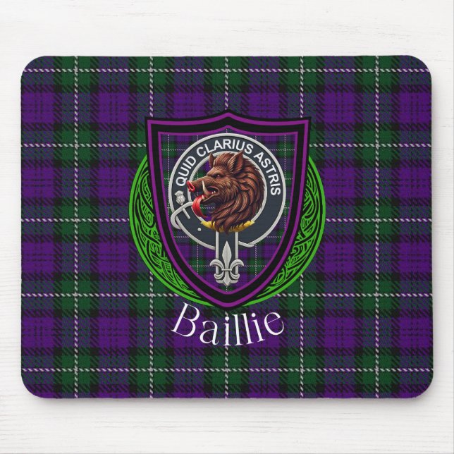 Alfombrilla De Ratón Baillie Scottish Clan Tartan and Crest  (Frente)