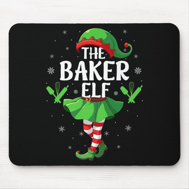 Alfombrilla De Ratón Baker Elf Christmas Girls Women Elf Squad Xmas Fam (Frente)