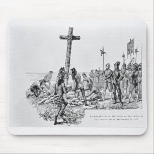 Alfombrilla De Ratón Balboa que pone la cruz en la orilla