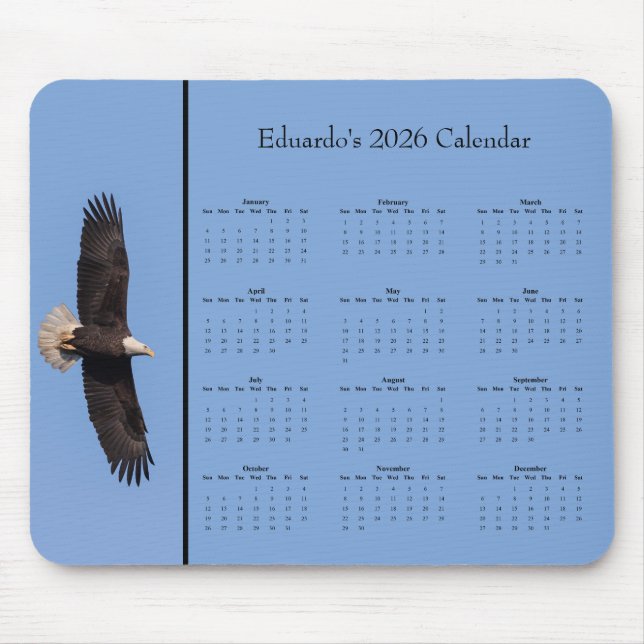 Alfombrilla De Ratón Bald Eagle: Customize full year 2026 calendar (Frente)
