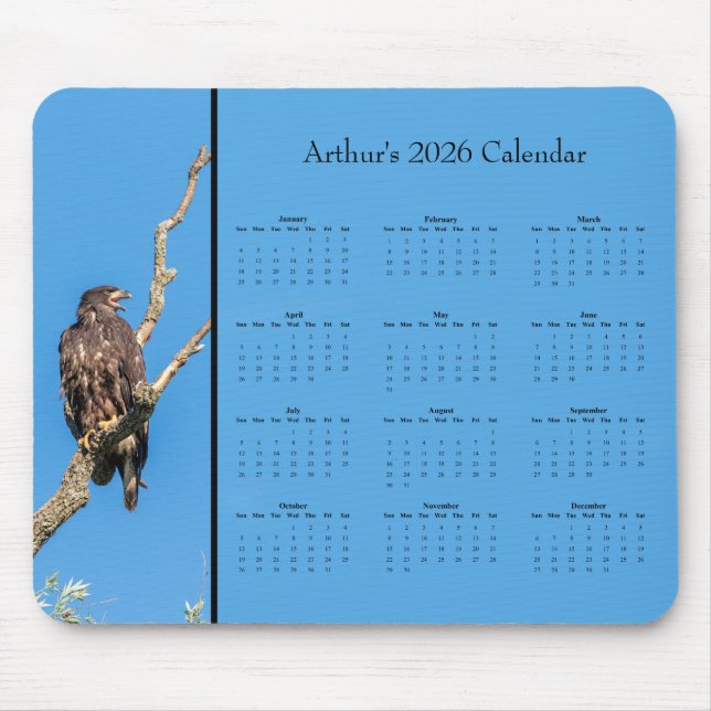 Alfombrilla De Ratón Bald Eagle: Customize full year 2026 calendar (Frente)